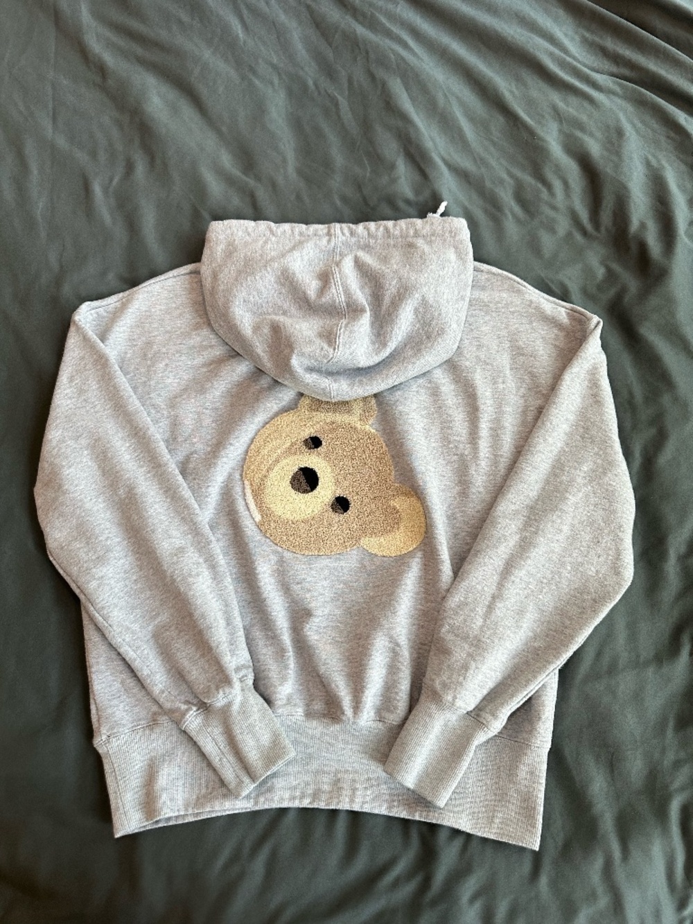 Palm Angels Gray Teddy Bear Hoodie, Size M Unisex